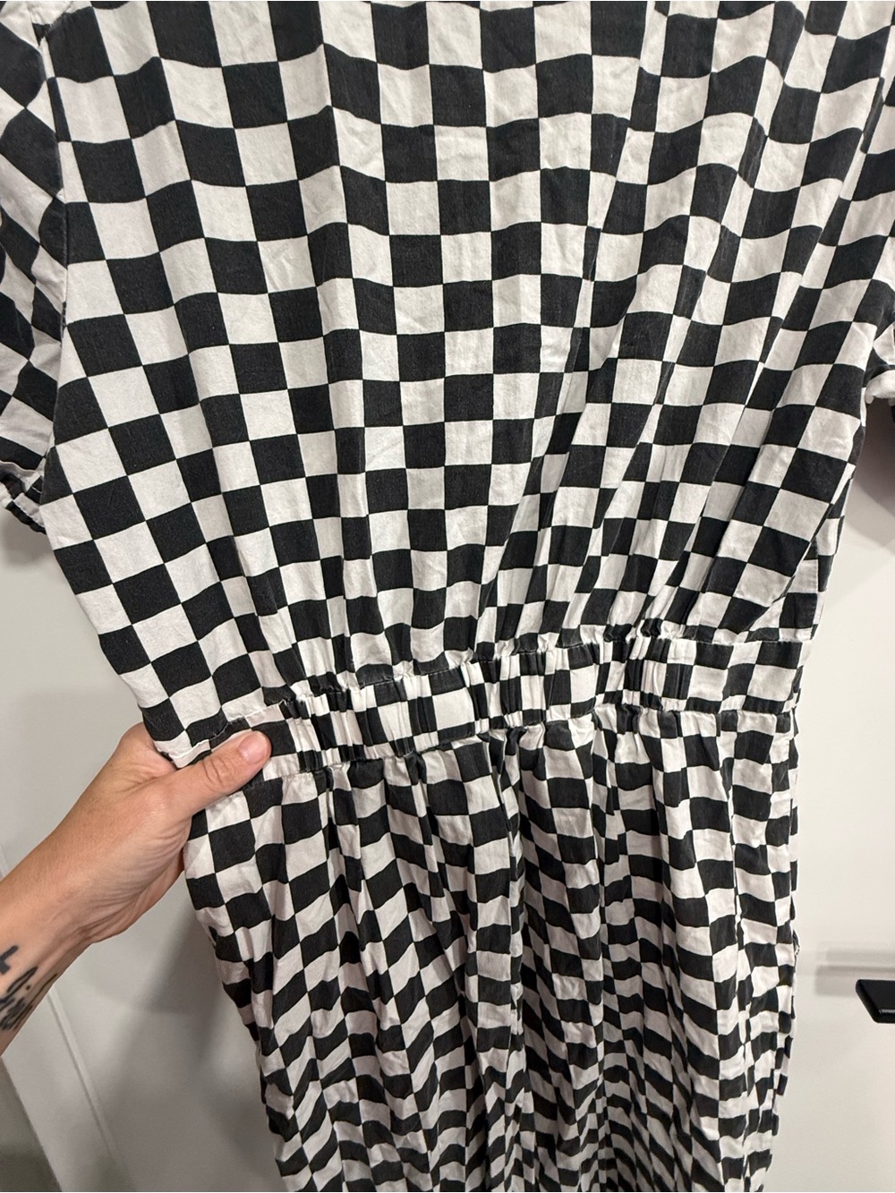 Saint Geraldine Marrs Checkered Coveralls Jumpsuit Black White S Anthropologie - Picture 10 of 11